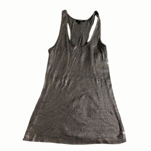 Grey Express Sparkle Tank Top Sequin Shiny Size Women Medium Y2k